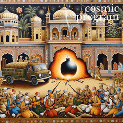 12°, Neptune in Aries, Indian Phad Painting artwork