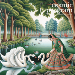 19°, North Node in Aries, Indian Phad Painting artwork