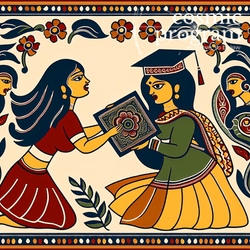 117°, Pluto in Cancer, Indian Phad Painting artwork