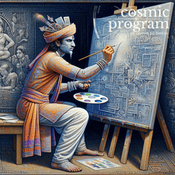 158°, Saturn in Virgo, Indian Phad Painting artwork