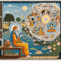 185°, Moon in Libra, Indian Phad Painting artwork