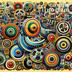 194°, Neptune in Libra, Indian Phad Painting artwork