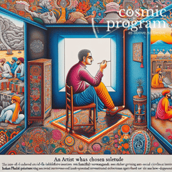 310°, Mercury in Aquarius, Indian Phad Painting artwork