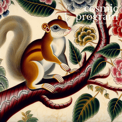 331°, Saturn in Pisces, Indian Phad Painting artwork