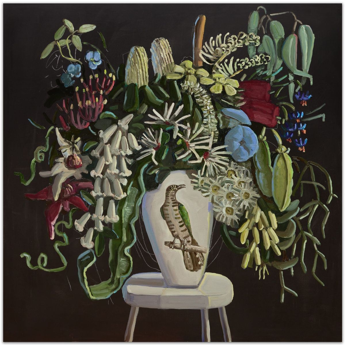 Jane Guthleben - Dutch Still Life With Parkinson's Flora and Brush Cuckoo