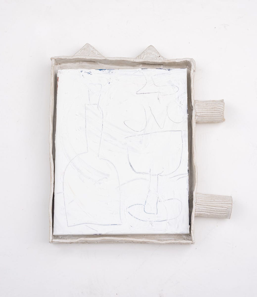 JW Bubbles 2024 2025 oil on polycotton glazed stoneware 55x48cm