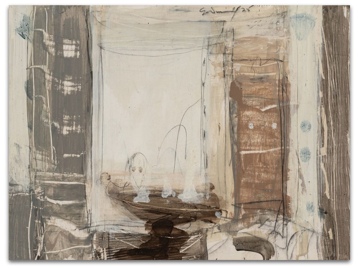 Peter Godwin - Studio with Two Highland Shields