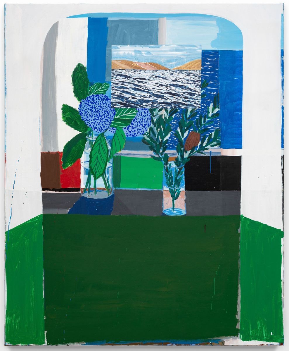 Blue Island Banksia Still Life Holding Me with Multi-tasking Sea Views by Sally Anderson