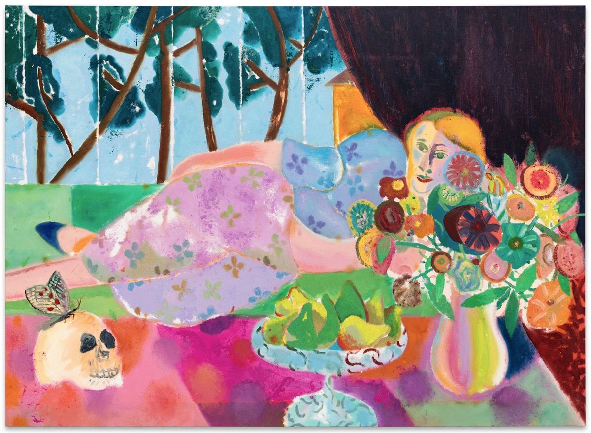 Rhys Lee - Reclining with Skull, Pears & Flowers (After Matisse)