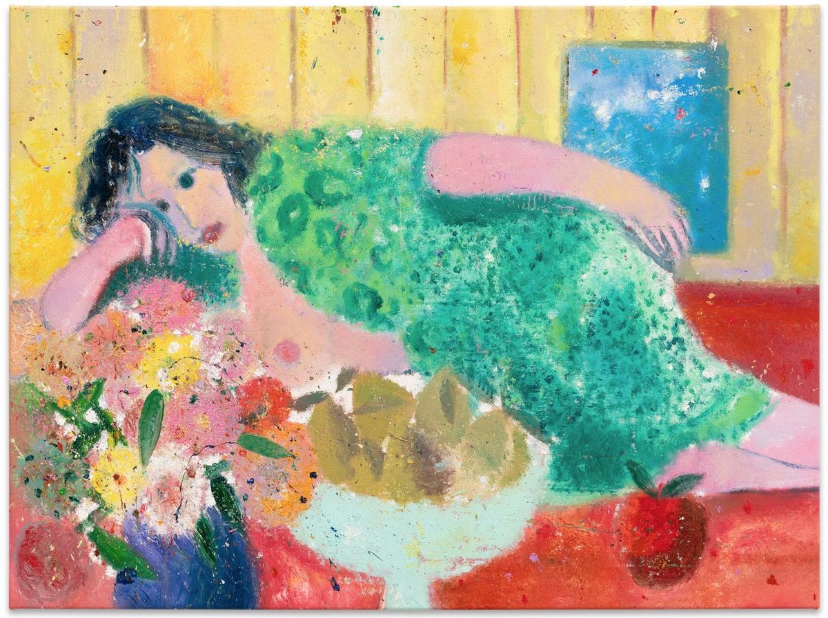 Rhys Lee - Reclining with Flowers, Pears & an Apple (After Matisse)