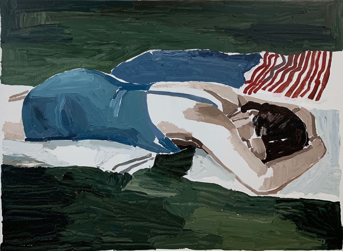 Clara Adolphs - Red Stripes, Blue Swimsuit