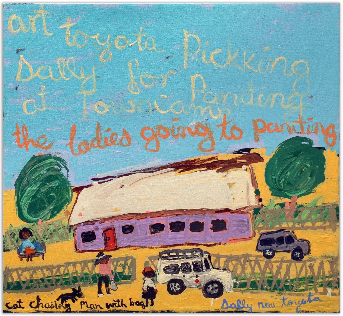 Sally M Nangala Mulda - Art Toyota picking Sally [up] for Painting