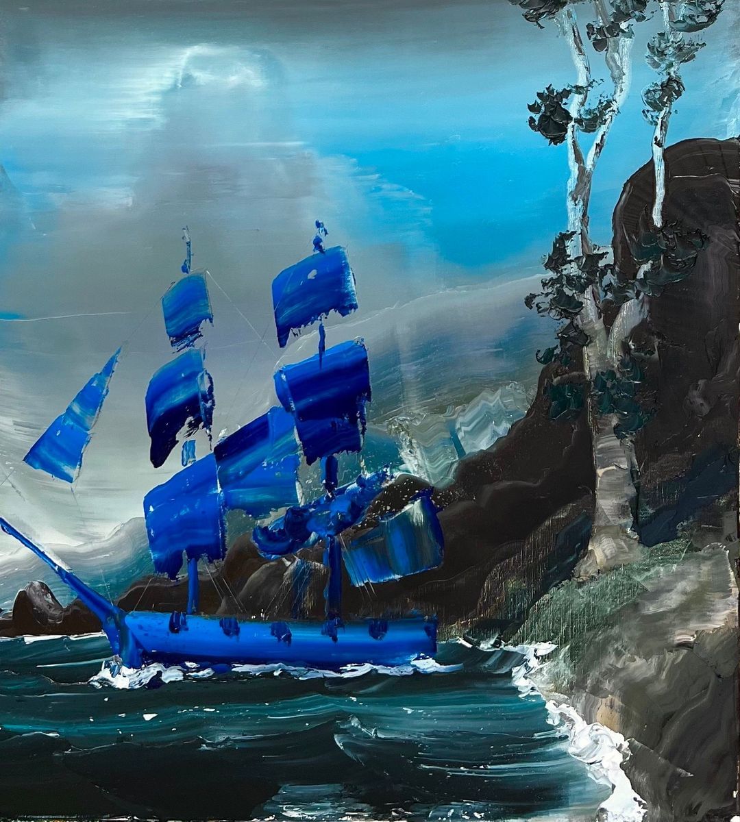 Blue Ship in a Lost Cove by Paul Ryan