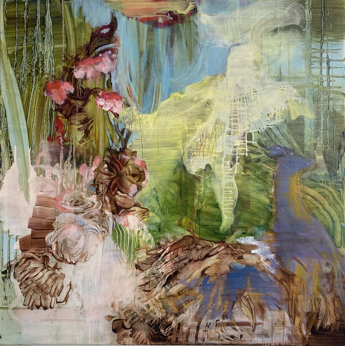 Adrienne Gaha - AG Yellow Chrubs 2022 oil on linen 80 x 80cm