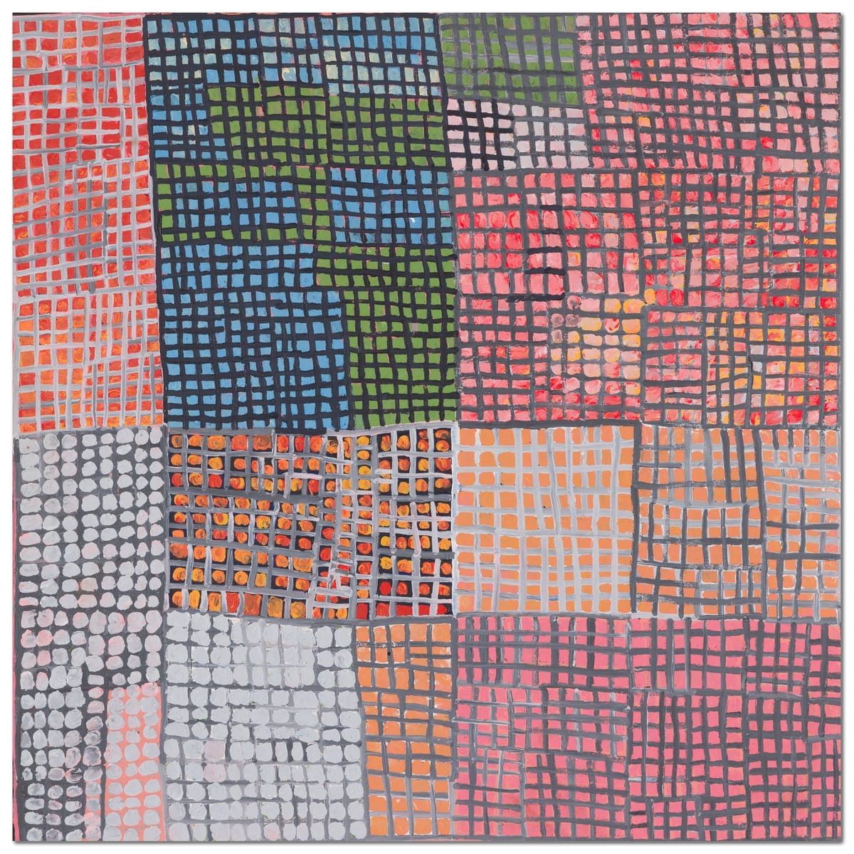 CMT Four Dreamings 630 25 acrylic on canvas 121x121cm