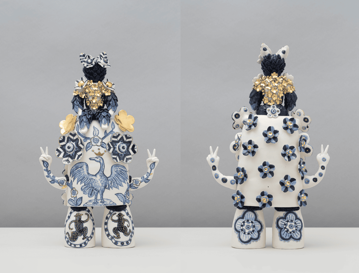 Vipoo Srivilasa - VS Free As An Independence Bird 2023 Porcelain With Cobalt Pigment Gold Lustre 38x23x12