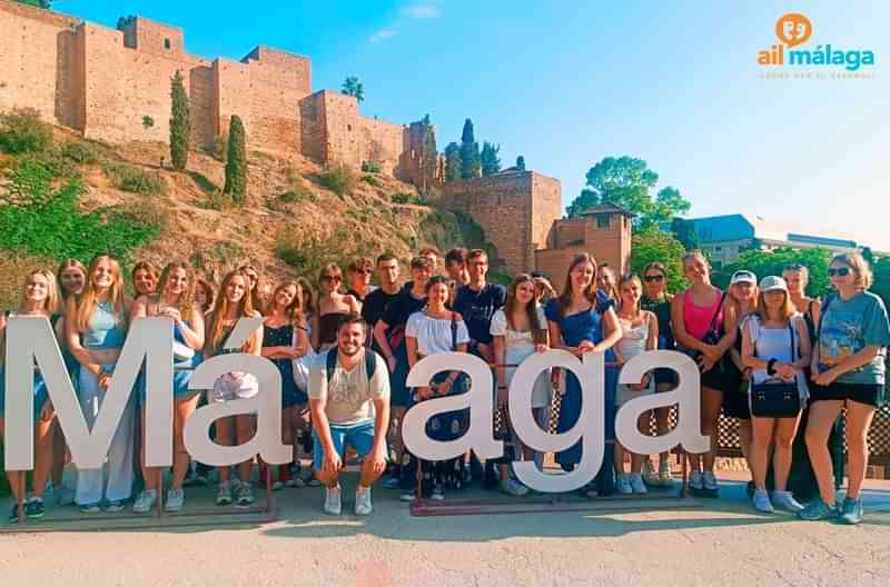 Group of students on a language trip in Málaga, Spain.