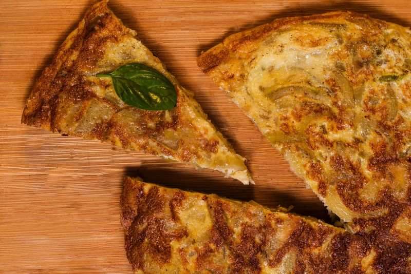 Spanish omelette or tortilla española, a classic dish in Spanish cooking.