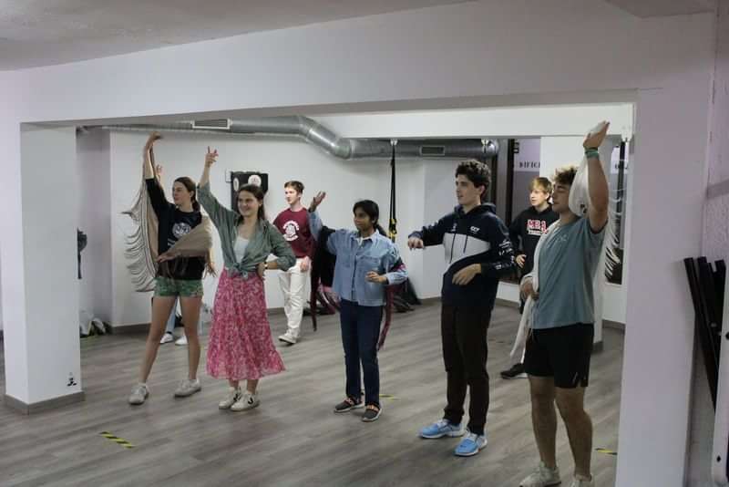 Students participating in a dance workshop during a language travel program.