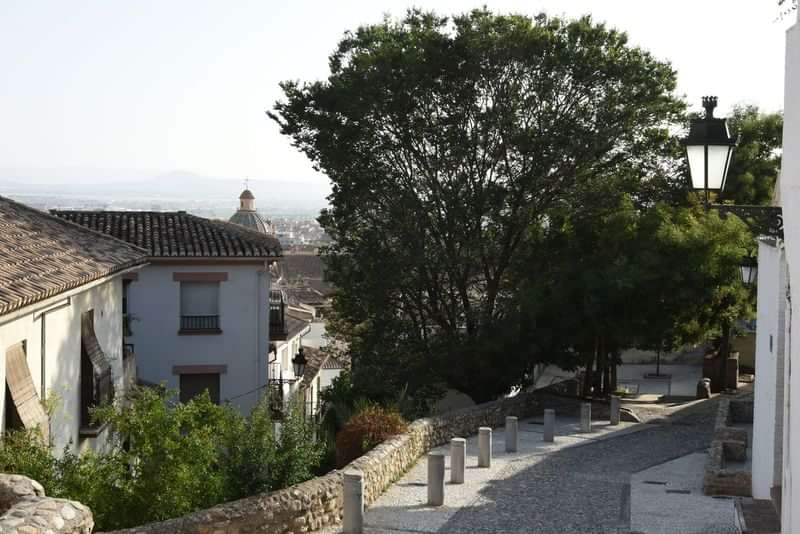 A quiet European street, perfect for immersive language learning and exploration.