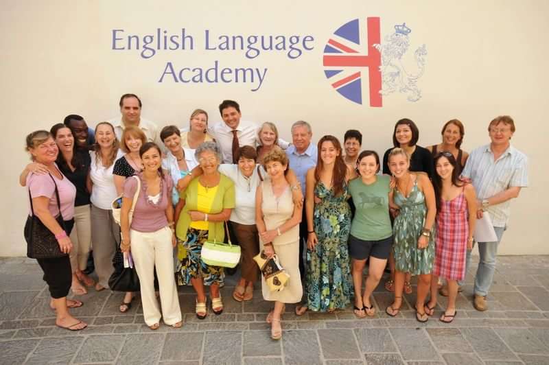 Students and teachers at English Language Academy posing for a group photo.