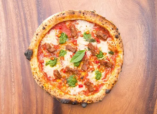 Spicy Vegan Sausage Kra Prow Pizza