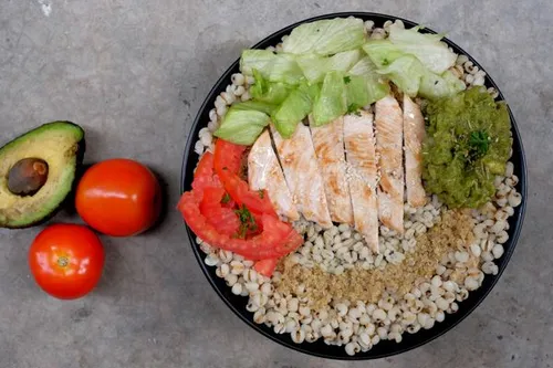 Vegan Chicken Guacamole Grain Bowl