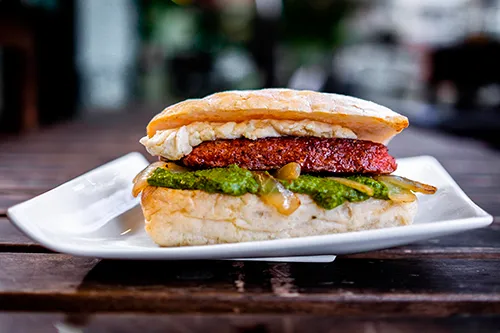 Vegan Sausage Krapow Sandwich