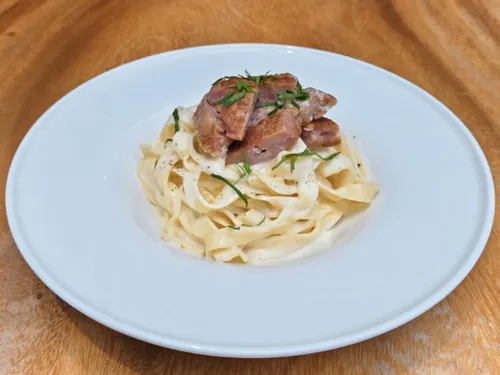 Italian Pork Sausage and Cream Sauce Pasta