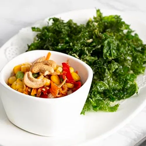 Sweet corn&imitation crab somtam with crispy Kale