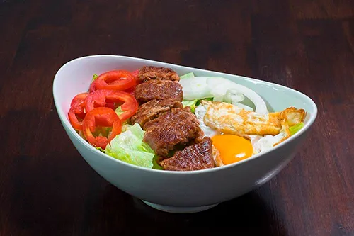 Spicy Italian Pork Sausage and Fried Egg Salad