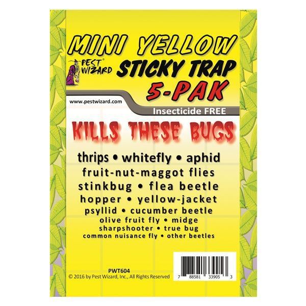 PEST WIZARD - Mini Yellow Sticky Trap 5-Pak