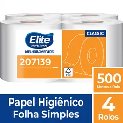 Papel Higiênico Classic 4 Rolos Folha Simples 500m
