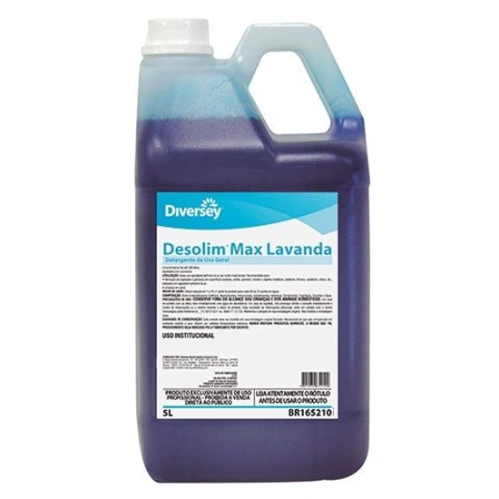 Desolim Max Lavanda - Detergente concentrado para limpeza e desodorização de ambientes, o que facilitasua estocagem e transporte.