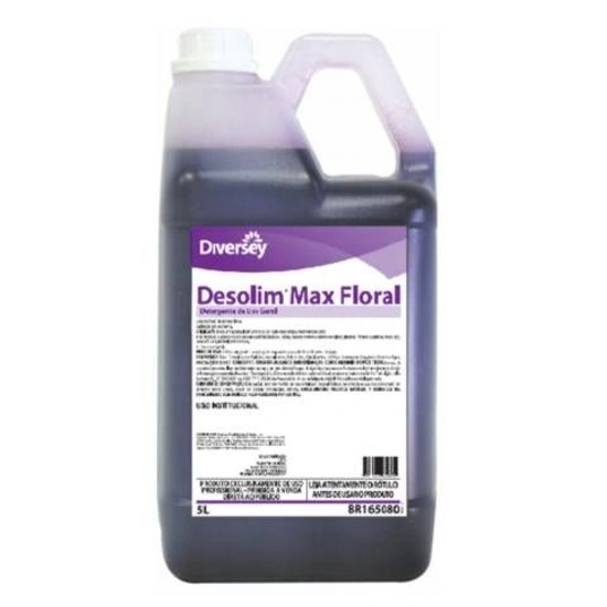 Desolim Max Floral - Detergente concentrado para limpeza e desodorização de ambientes, o que facilitasua estocagem e transporte.