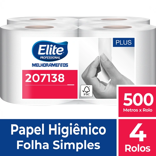 Papel Higiênico Plus 4 Rolos Folha Simples 500m