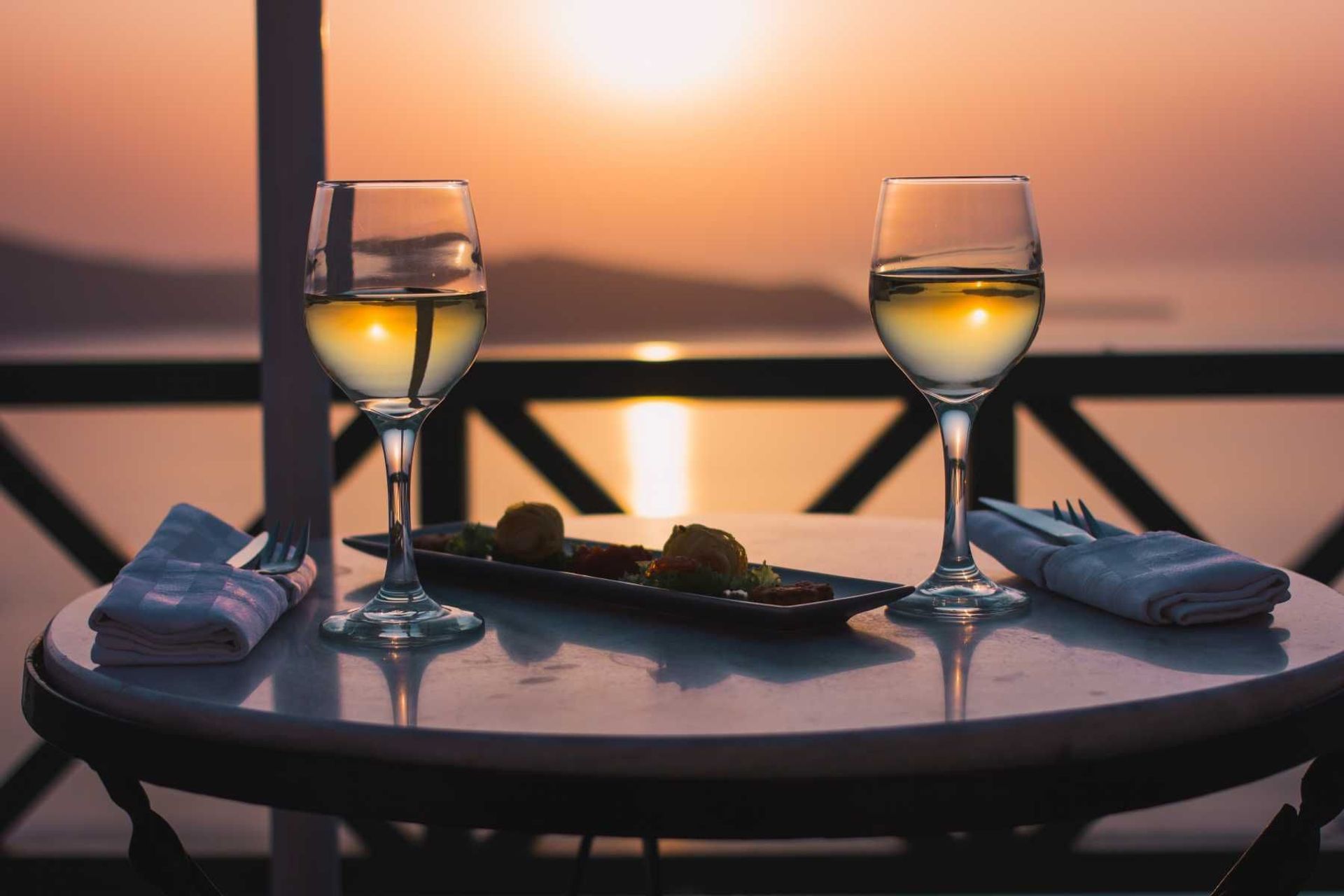 SUNSET AT THE WINERIES OF SANTORINI IN PRIVATE