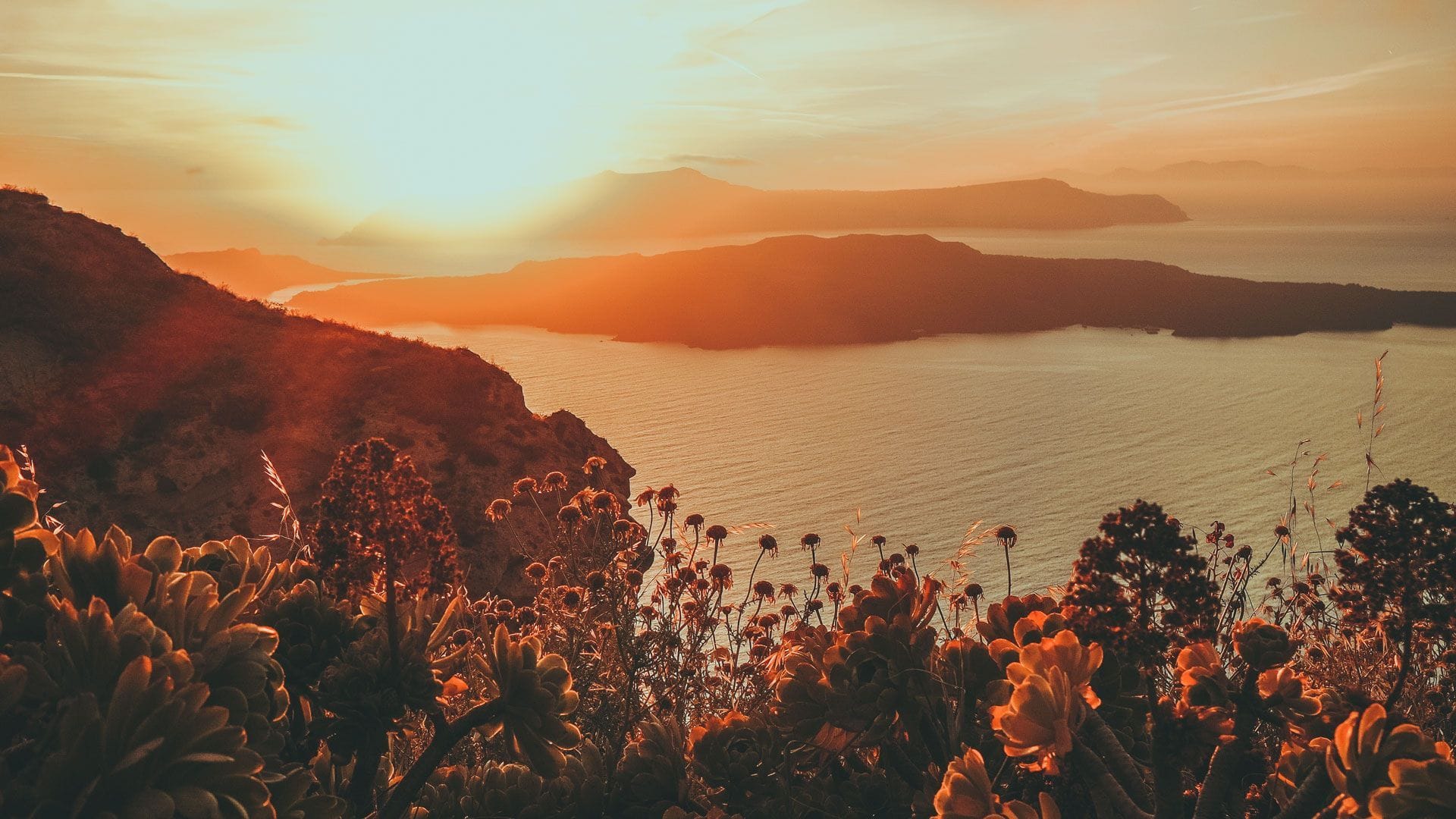 Panorámica al atardecer - Santorini