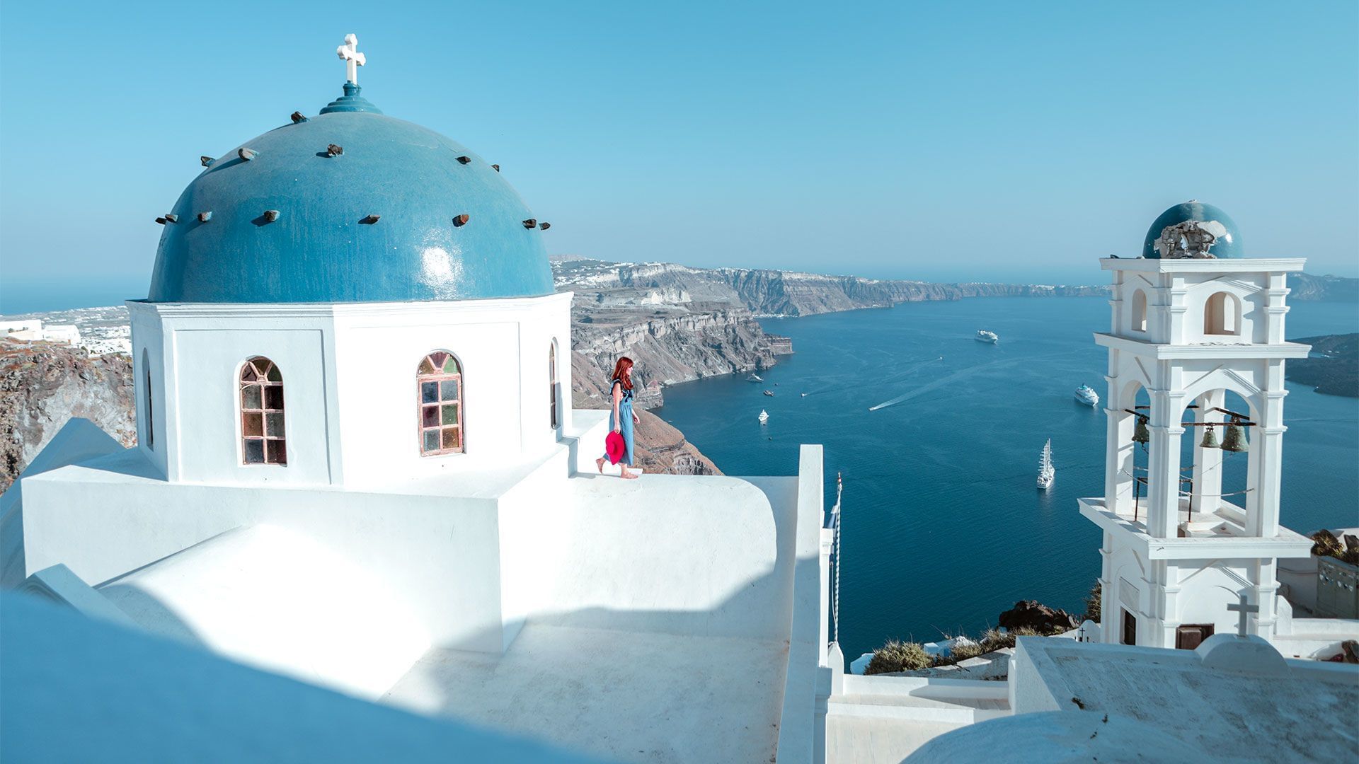 Vistas del mar Egeo desde Santorini