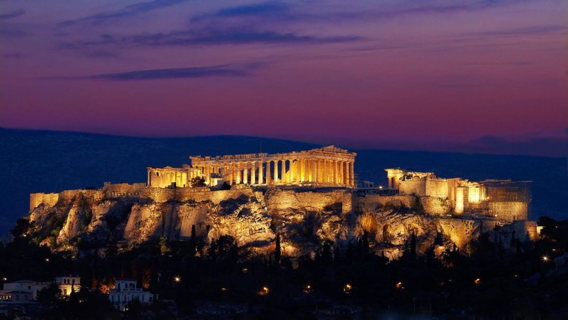 The Parthenon at night