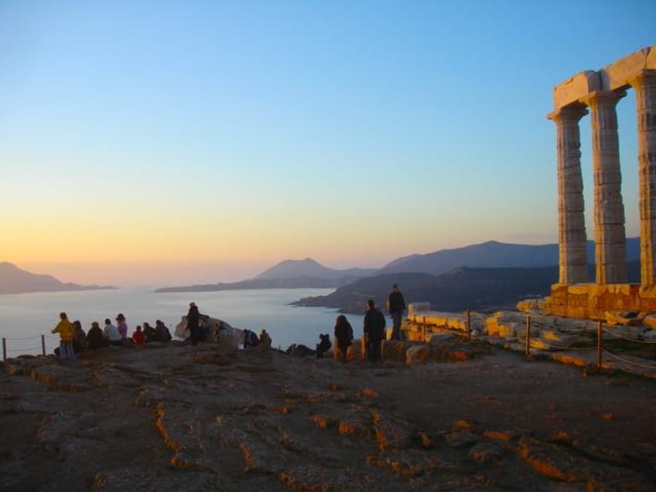 TOURIST BUS TO CAPE SOUNION WITH SUNSET