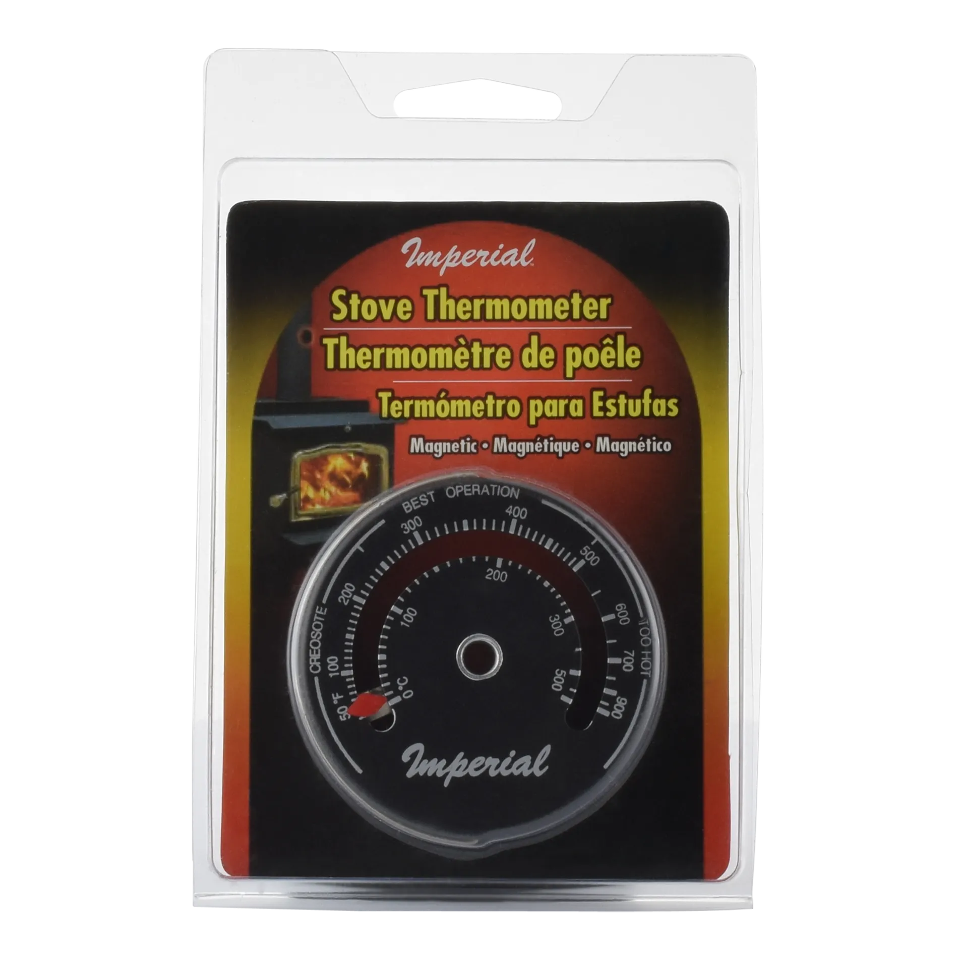 Thermomètre pour cheminée de poêle Imperial, aimanté, pour paroi simple,  noir
