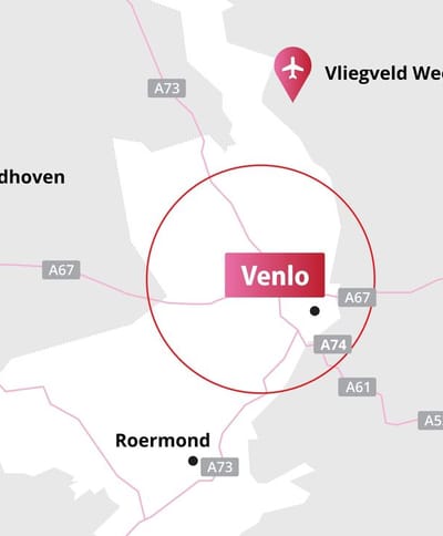 Kaartje ligging en bereikbaarheid VENLOPARTNERS