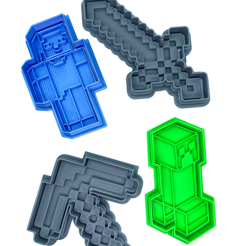 Minecraft Cortadores Galletas Con Sello 10 Cm Set 4 Piezas