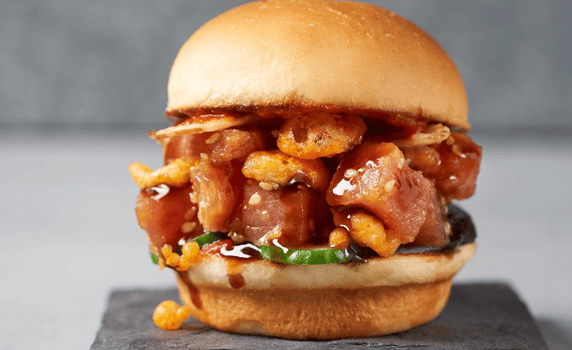Angry tuna slider on a slate tray