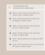 Calendário das Semanas de Moda de 2024