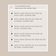 Calendário das Semanas de Moda de 2024