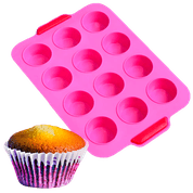 Forma p/ Cupcake Oikos Silicone Rosa 12 cupcakes 