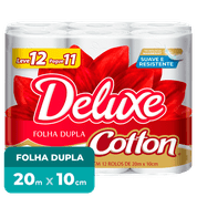 Papel Higiênico Deluxe Cotton Folha Dupla 20m c/12 rolos 