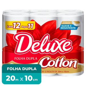 Papel Higiênico Deluxe Cotton Folha Dupla 20m c/12 rolos 
